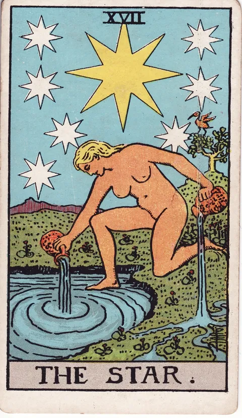 「星」のカード、ライダー・ウェイト版タロット(1909年)